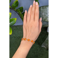 14.60 Ct.Tw.Total Carat Weight Orange Opal Bezel Bracelet, 22K Gold Plated Silver Life Style
