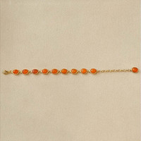 14.60 Ct.Tw.Total Carat Weight Orange Opal Bezel Bracelet, 22K Gold Plated Silver Life Style