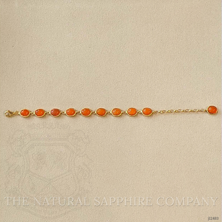 14.60 Ct.Tw. Orange Opal Bezel Bracelet, 22K Gold Plated Silver