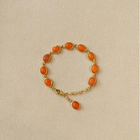 14.60 Ct.Tw.Total Carat Weight Orange Opal Bezel Bracelet, 22K Gold Plated Silver Life Style