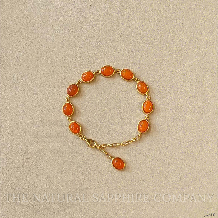 14.60 Ct.Tw. Orange Opal Bezel Bracelet, 22K Gold Plated Silver