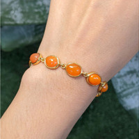 14.60&nbsp;Ct.Tw.Total Carat Weight Orange Opal Bezel Bracelet, 22K Gold Plated Silver Life Style
