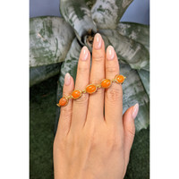 14.60 Ct.Tw.Total Carat Weight Orange Opal Bezel Bracelet, 22K Gold Plated Silver Life Style