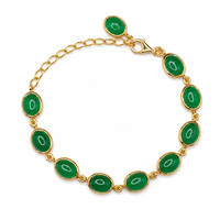 17.60 Ct.Tw. Agate 22K Gold Plated Silver bracelet