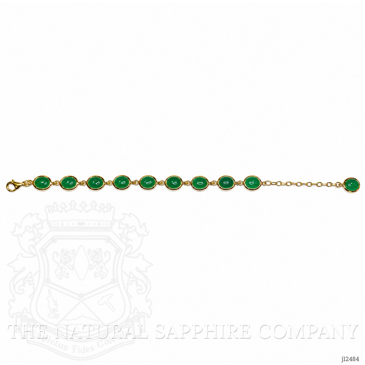 17.60 Ct.Tw. Green Agate Bezel Bracelet, 22K Gold Plated Silver
