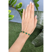 17.60 Ct.Tw.Total Carat Weight Green Agate Bezel Bracelet, 22K Gold Plated Silver Life Style
