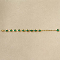 17.60 Ct.Tw.Total Carat Weight Green Agate Bezel Bracelet, 22K Gold Plated Silver Life Style