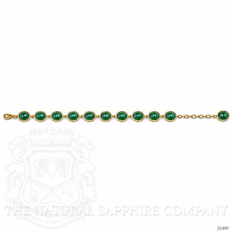 31.10 Ct.Tw. Green Agate Bezel Bracelet, 22K Gold Plated Silver