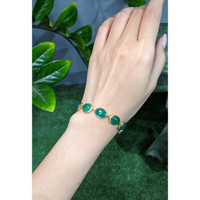 31.10 Ct.Tw.Total Carat Weight Green Agate Bezel Bracelet, 22K Gold Plated Silver Life Style