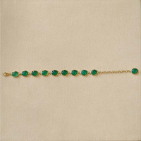 31.10 Ct.Tw.Total Carat Weight Green Agate Bezel Bracelet, 22K Gold Plated Silver Life Style