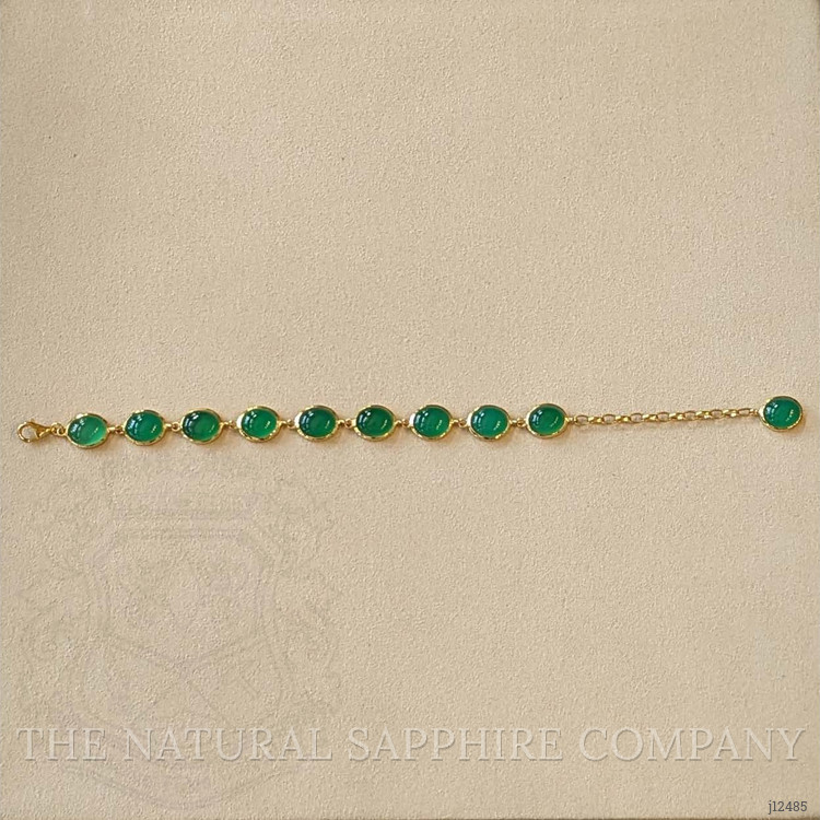 31.10 Ct.Tw. Green Agate Bezel Bracelet, 22K Gold Plated Silver