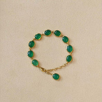 31.10 Ct.Tw.Total Carat Weight Green Agate Bezel Bracelet, 22K Gold Plated Silver Life Style