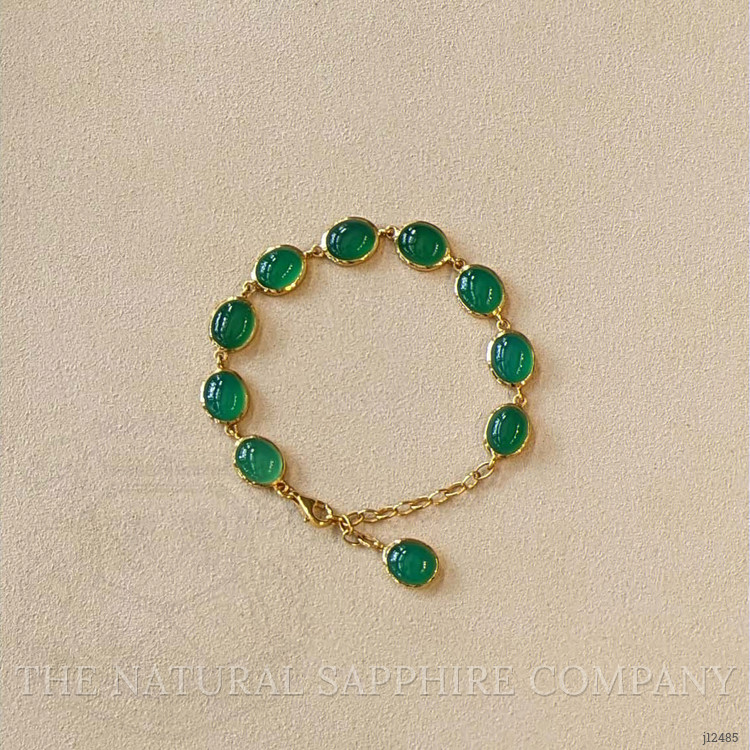 31.10 Ct.Tw. Green Agate Bezel Bracelet, 22K Gold Plated Silver