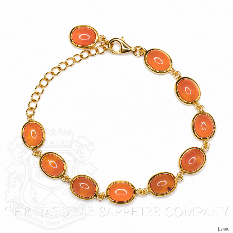 11.10 Ct.Tw. Orange Carnelian Bezel Bracelet, 22K Gold Plated Silver