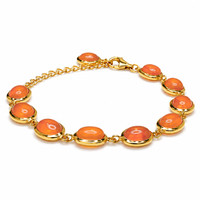 11.10 Ct.Tw.Total Carat Weight Orange Carnelian Bezel Bracelet, 22K Gold Plated Silver Image