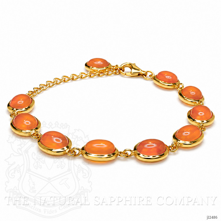 11.10 Ct.Tw. Orange Carnelian Bezel Bracelet, 22K Gold Plated Silver