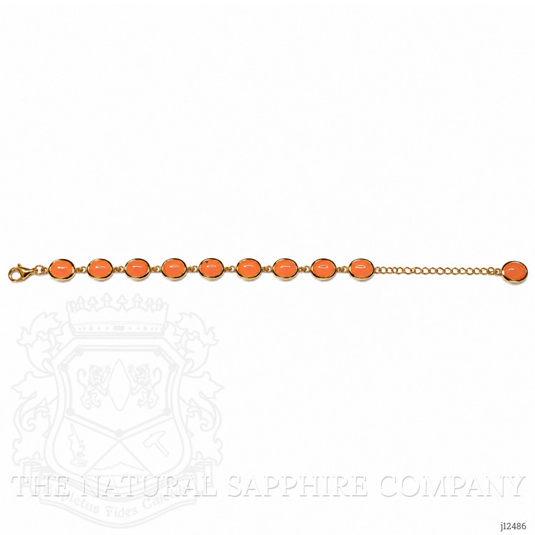 11.10 Ct.Tw. Orange Carnelian Bezel Bracelet, 22K Gold Plated Silver