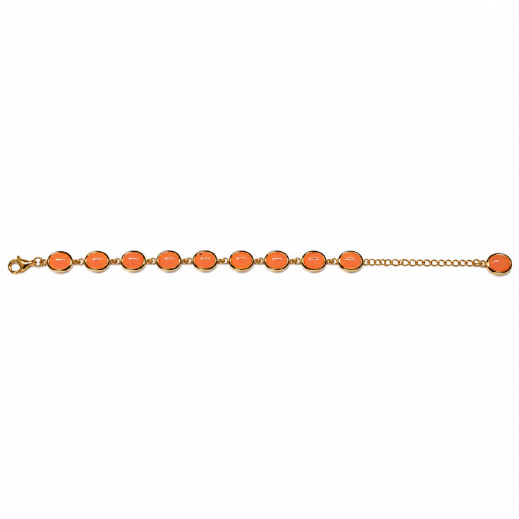 11.10 Ct.Tw. Orange Carnelian Bezel Bracelet, 22K Gold Plated Silver
