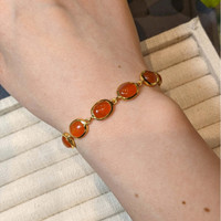 11.10 Ct.Tw.Total Carat Weight Orange Carnelian Bezel Bracelet, 22K Gold Plated Silver Life Style