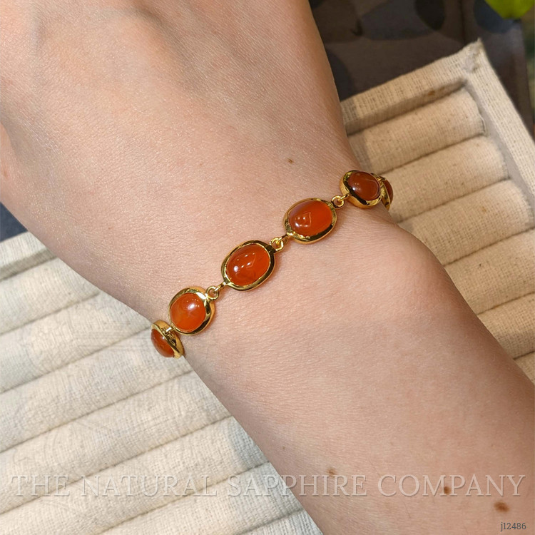 11.10 Ct.Tw. Orange Carnelian Bezel Bracelet, 22K Gold Plated Silver