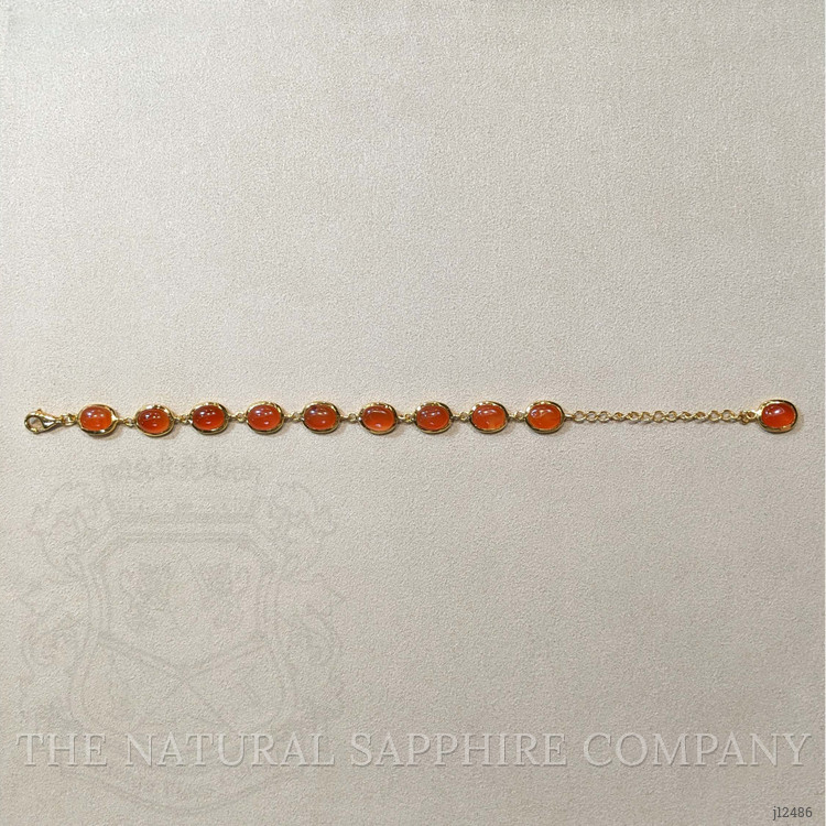 11.10 Ct.Tw. Orange Carnelian Bezel Bracelet, 22K Gold Plated Silver