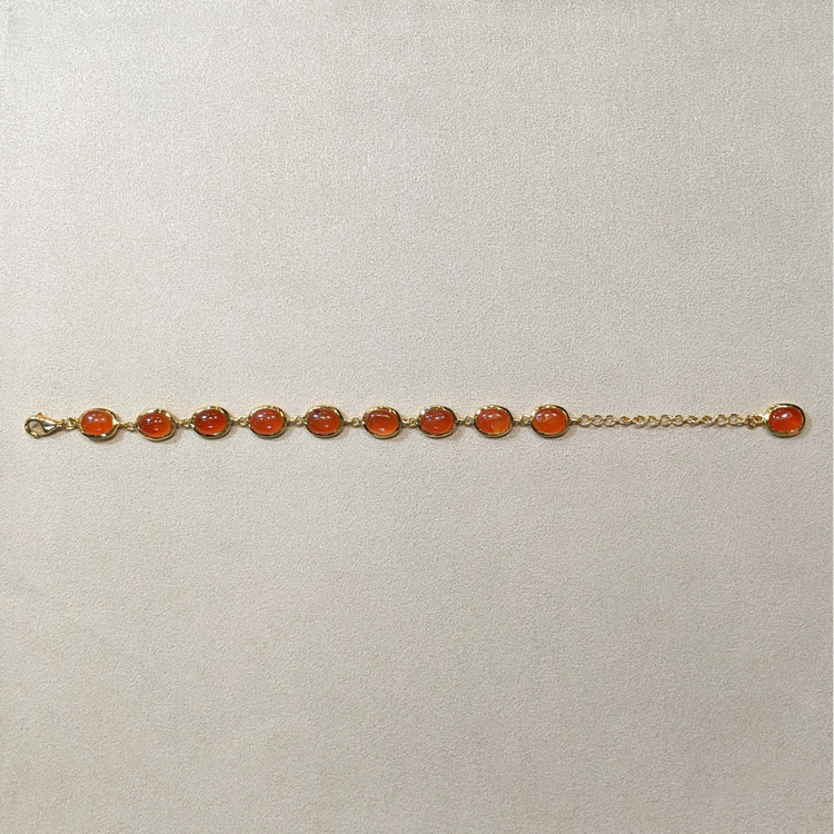11.10 Ct.Tw. Orange Carnelian Bezel Bracelet, 22K Gold Plated Silver