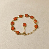11.10 Ct.Tw.Total Carat Weight Orange Carnelian Bezel Bracelet, 22K Gold Plated Silver Life Style