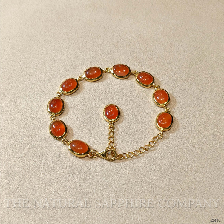 11.10 Ct.Tw. Orange Carnelian Bezel Bracelet, 22K Gold Plated Silver