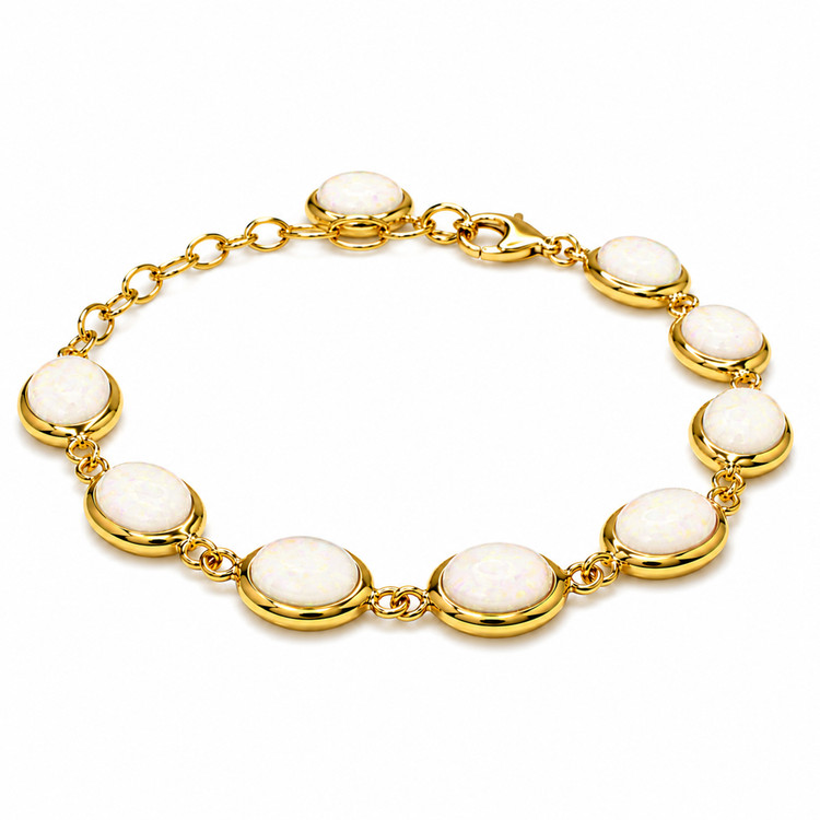 10.20 Ct.Tw. Grey Opal Bezel Bracelet, 22K Gold Plated Silver