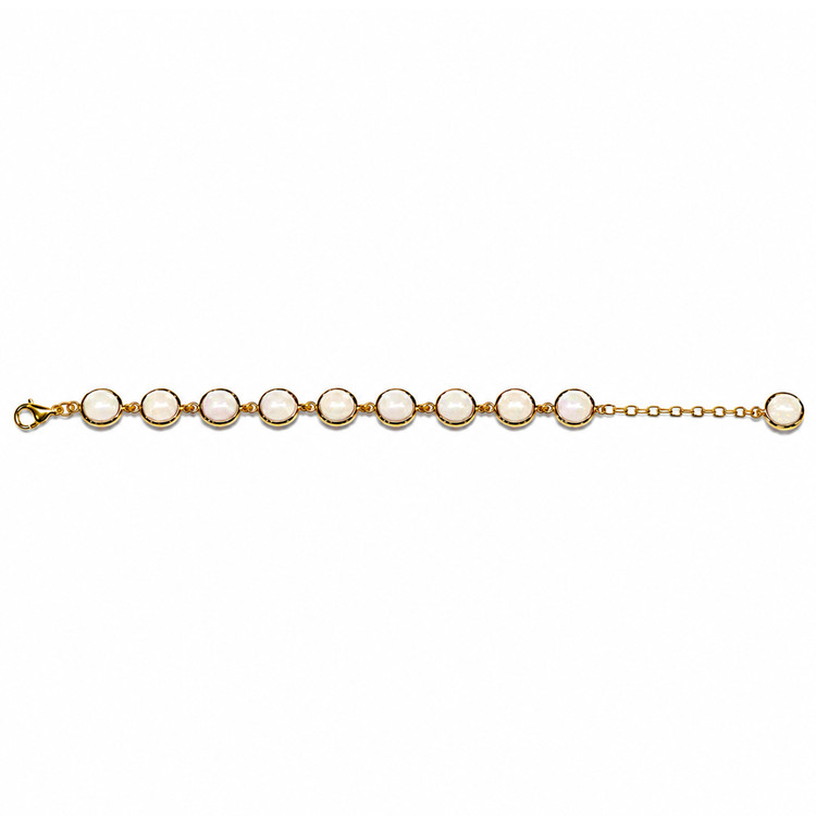 10.20 Ct.Tw. Grey Opal Bezel Bracelet, 22K Gold Plated Silver