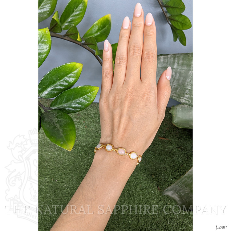 10.20 Ct.Tw. Grey Opal Bezel Bracelet, 22K Gold Plated Silver