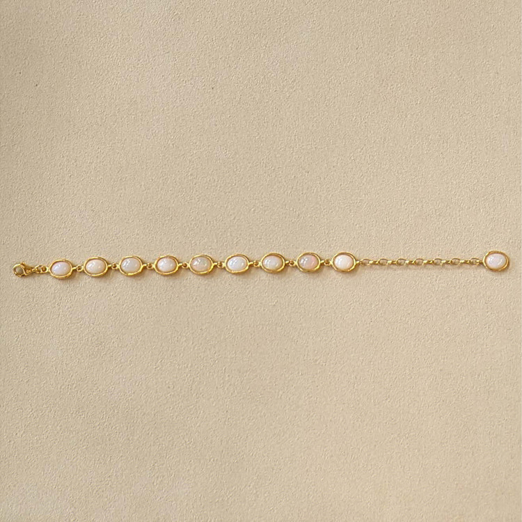 10.20 Ct.Tw. Grey Opal Bezel Bracelet, 22K Gold Plated Silver