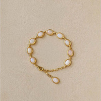 10.20 Ct.Tw.Total Carat Weight Grey Opal Bezel Bracelet, 22K Gold Plated Silver Life Style
