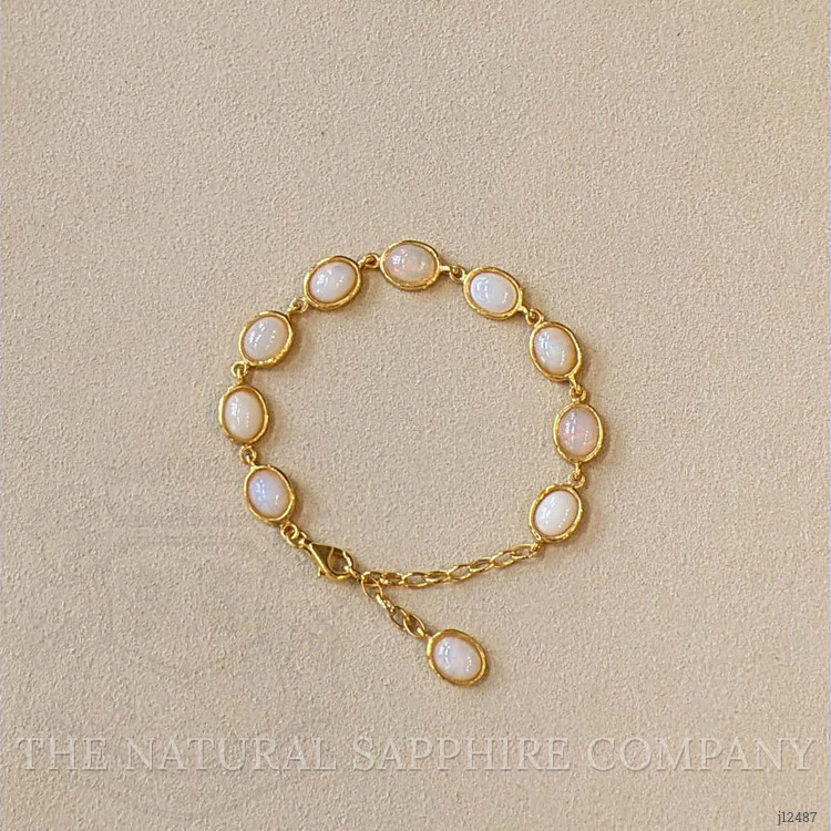 10.20 Ct.Tw. Grey Opal Bezel Bracelet, 22K Gold Plated Silver