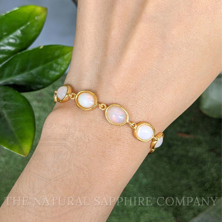10.20 Ct.Tw. Grey Opal Bezel Bracelet, 22K Gold Plated Silver
