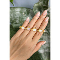 10.20&nbsp;Ct.Tw.Total Carat Weight Grey Opal Bezel Bracelet, 22K Gold Plated Silver Life Style