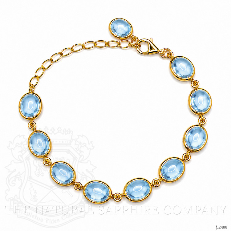 40.60 Ct.Tw. Blue Topaz Bezel Bracelet, 22K Gold Plated Silver