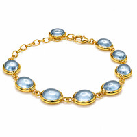 40.60 Ct.Tw.Total Carat Weight Blue Topaz Bezel Bracelet, 22K Gold Plated Silver Image