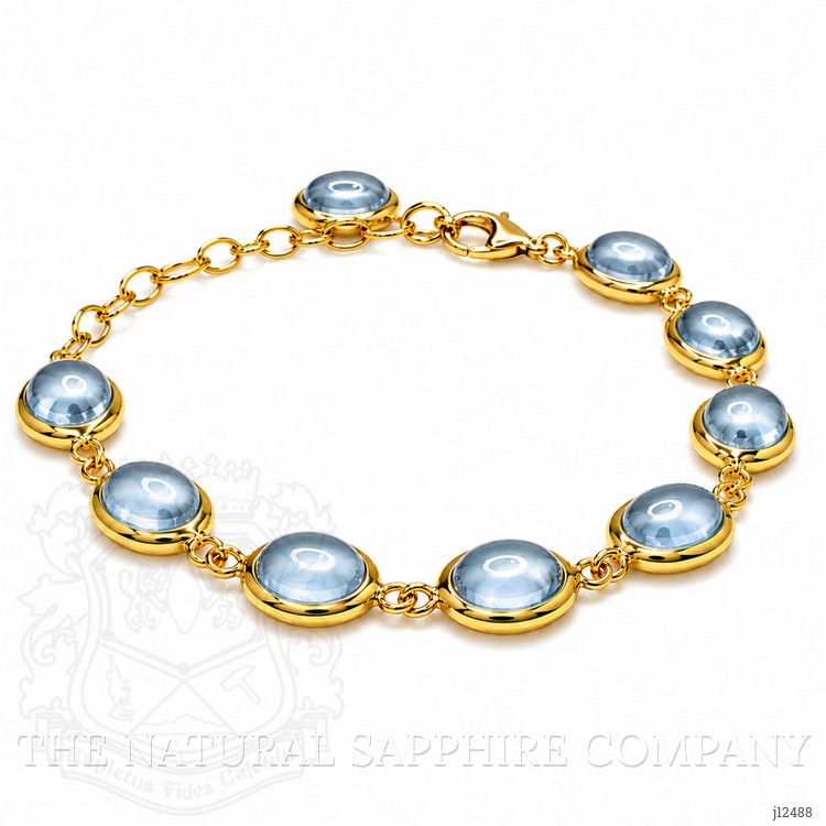 40.60 Ct.Tw. Blue Topaz Bezel Bracelet, 22K Gold Plated Silver