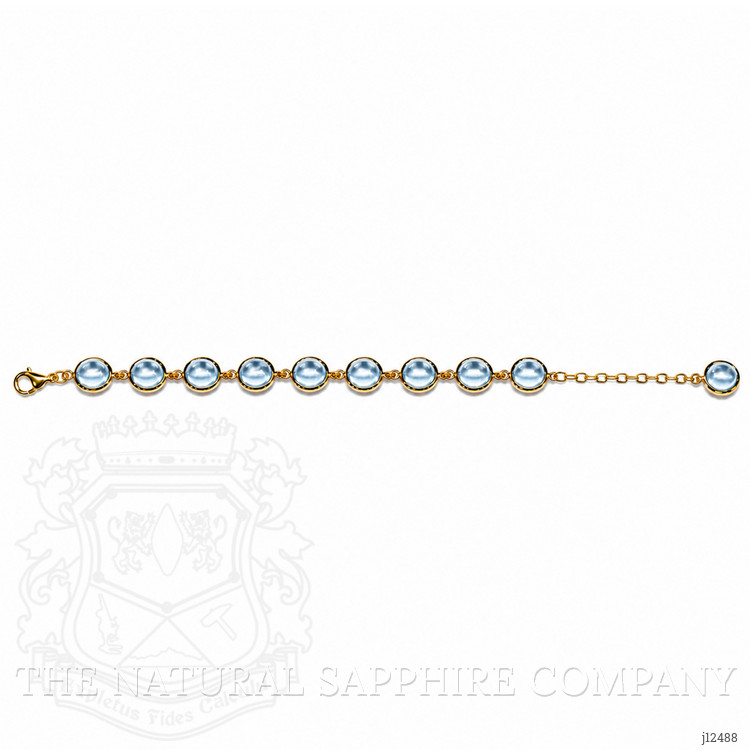40.60 Ct.Tw. Blue Topaz Bezel Bracelet, 22K Gold Plated Silver