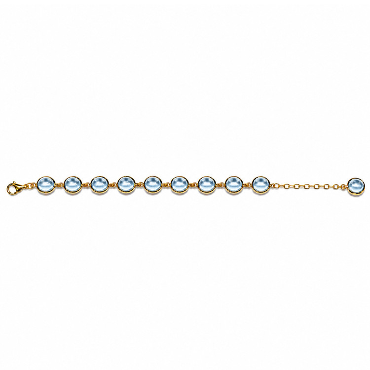 40.60 Ct.Tw. Blue Topaz Bezel Bracelet, 22K Gold Plated Silver