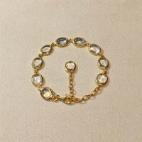 40.60 Ct.Tw.Total Carat Weight Blue Topaz Bezel Bracelet, 22K Gold Plated Silver Life Style