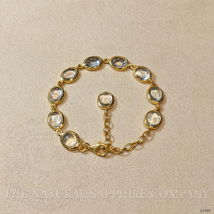 40.60 Ct.Tw. Blue Topaz Bezel Bracelet, 22K Gold Plated Silver