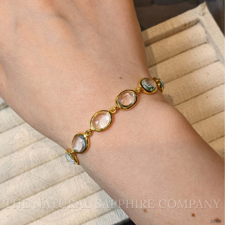 40.60 Ct.Tw. Blue Topaz Bezel Bracelet, 22K Gold Plated Silver