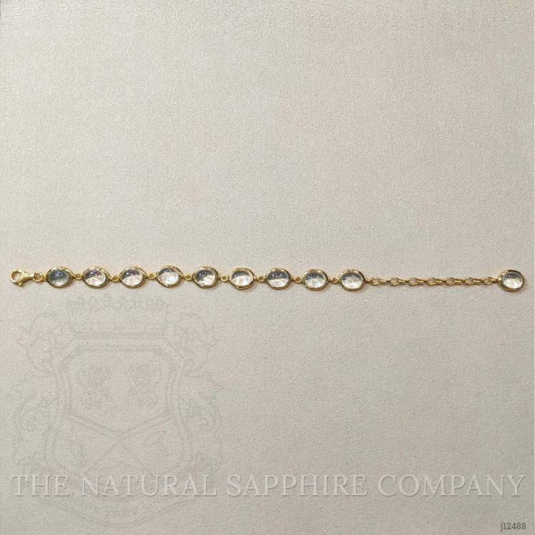 40.60 Ct.Tw. Blue Topaz Bezel Bracelet, 22K Gold Plated Silver