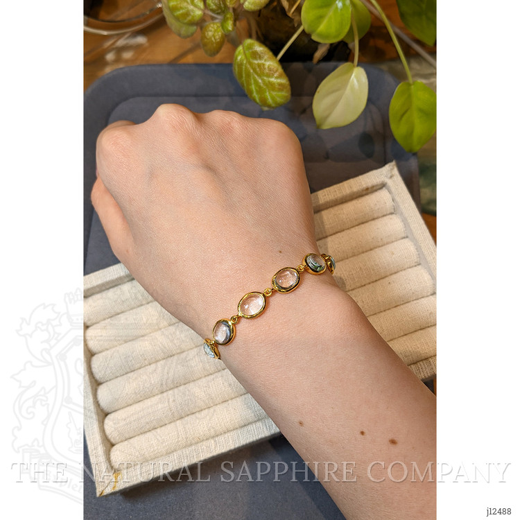 40.60 Ct.Tw. Blue Topaz Bezel Bracelet, 22K Gold Plated Silver