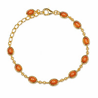 3.60 Ct.Tw. Carnelian 22K Gold Plated Silver bracelet