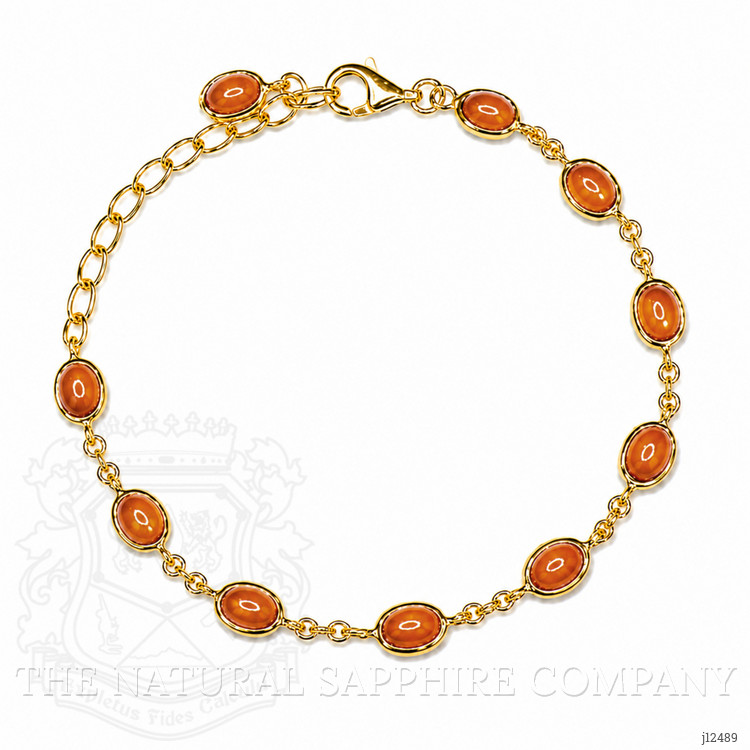 3.60 Ct.Tw. Orange Carnelian Bezel Bracelet, 22K Gold Plated Silver