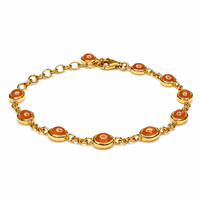 3.60&nbsp;Ct.Tw.Total Carat Weight Orange Carnelian Bezel Bracelet, 22K Gold Plated Silver Image