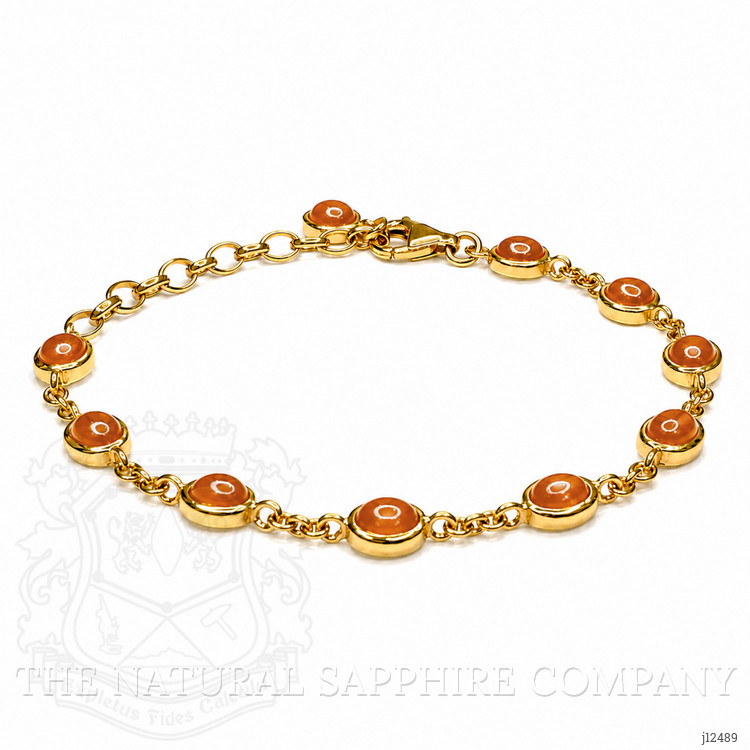 3.60 Ct.Tw. Orange Carnelian Bezel Bracelet, 22K Gold Plated Silver
